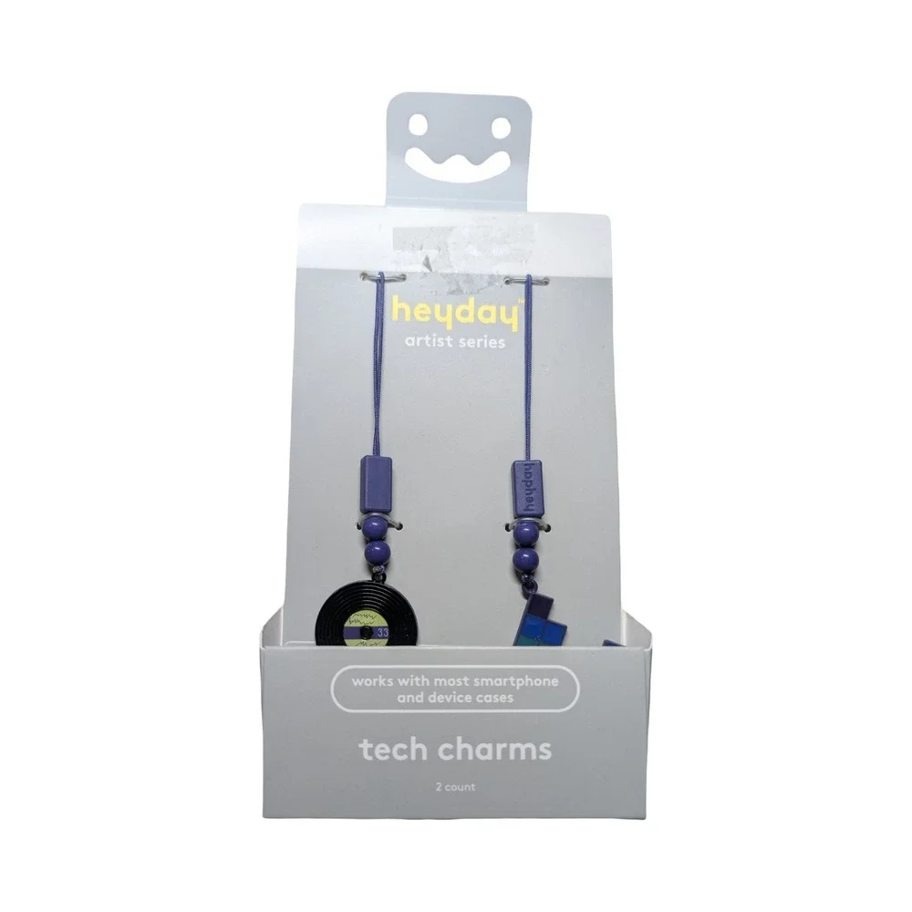 42-N Heyday Artist Tech Charms 2-Pack Phone Accessories Vinyl Record & Pixel